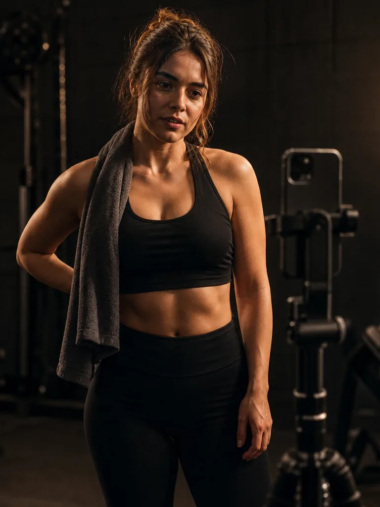 Dark sportswear, dim gym clip